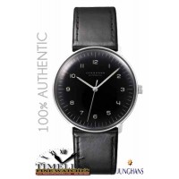 Junghans 027/3400.00 Max Bill 38mm Automatic Black Dial Leather Strap Watch - German Watch
