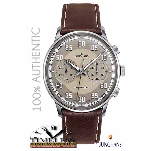 Junghans 027/3684.00 Meister Driver Brown Leather Chronoscope Automatic Watch - German Watch
